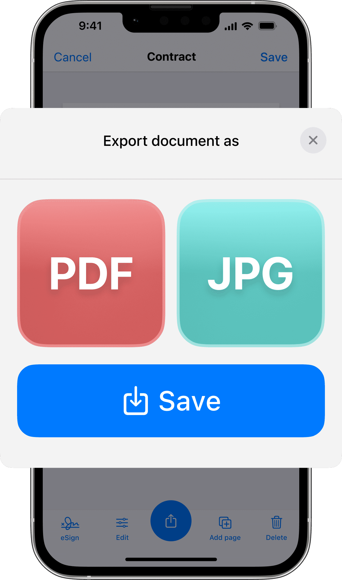 Document export as PNG or PDF in the Scanner App