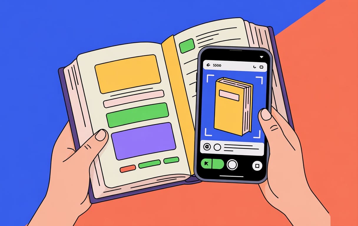 scanning a book with a smartphone