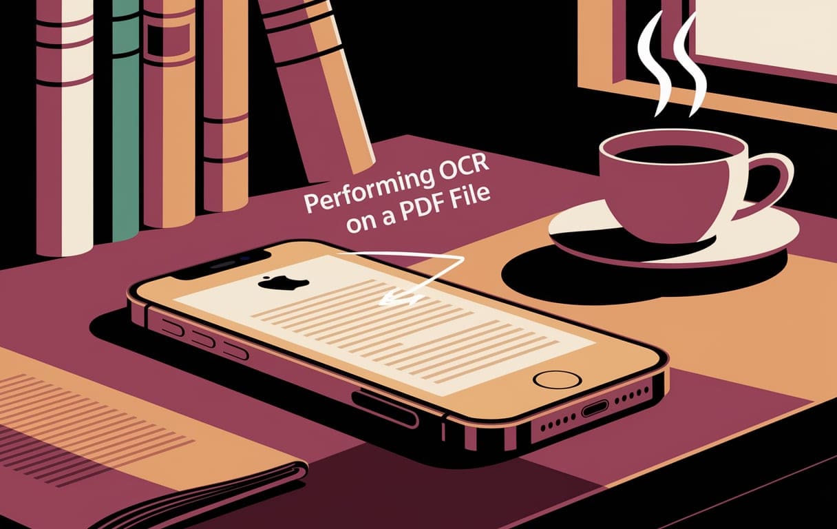 Performing OCR on a PDF file feature of scanner app by Municorn