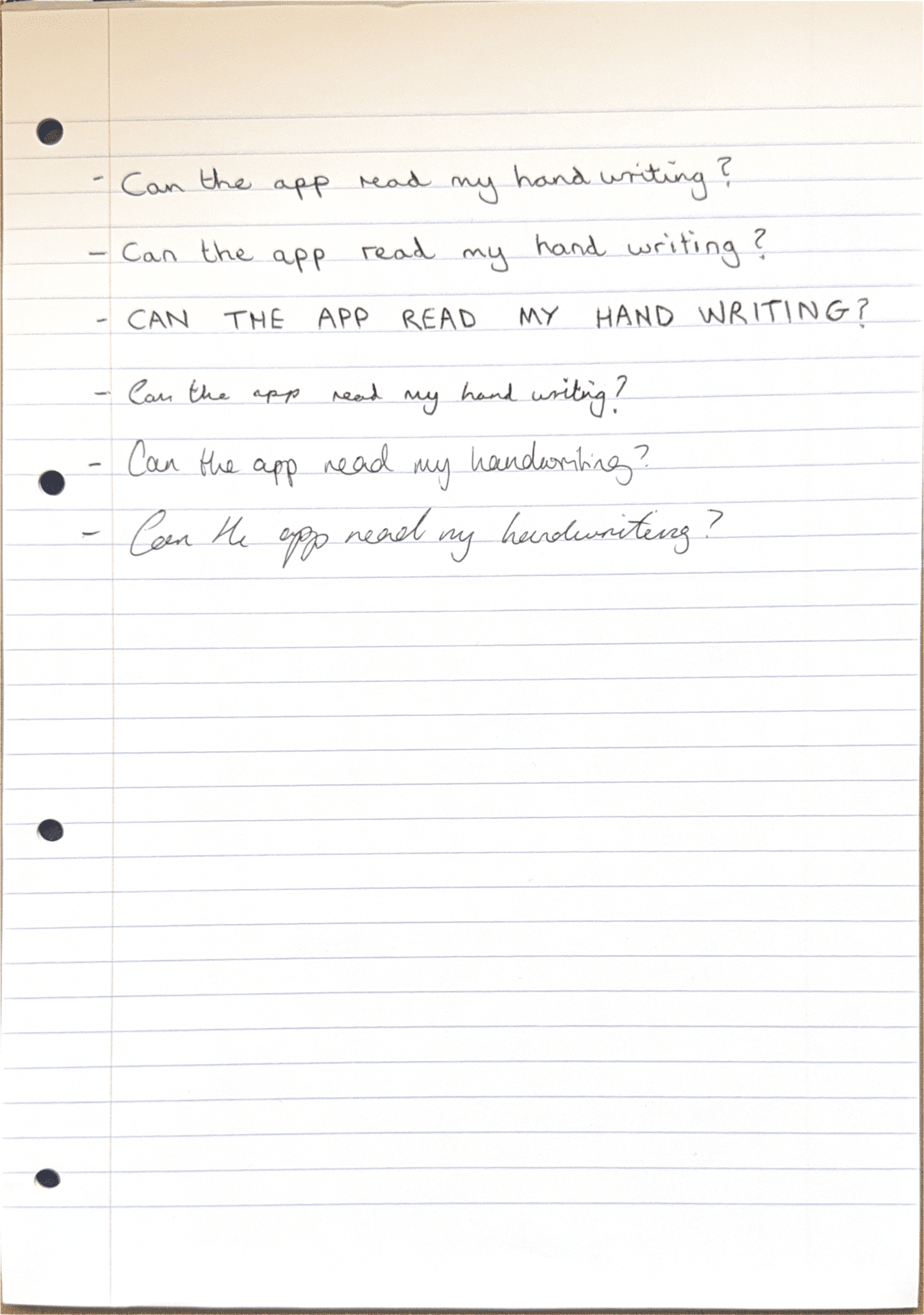 Handwritten note scan with surprisingly strong OCR accuracy